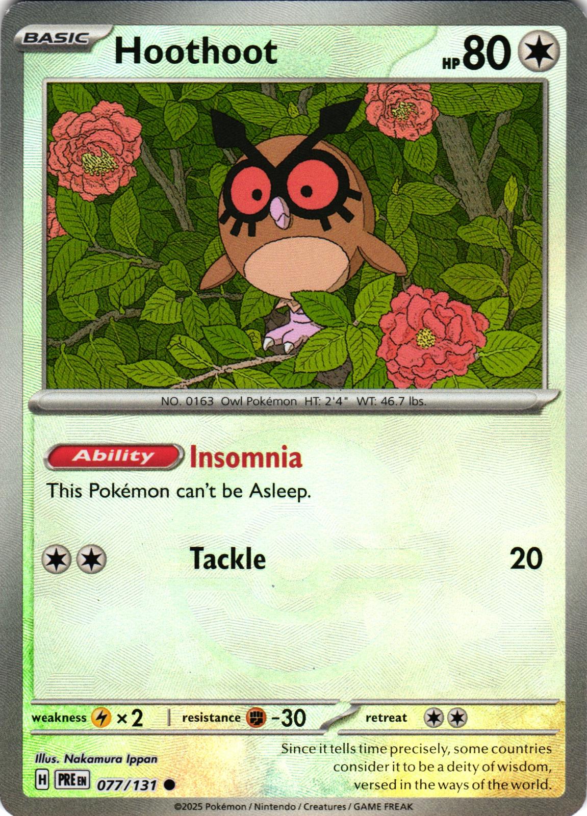 Hoothoot (Poke Ball Pattern) 077/131 Common PRE: Prismatic Evolutions - Pokemon