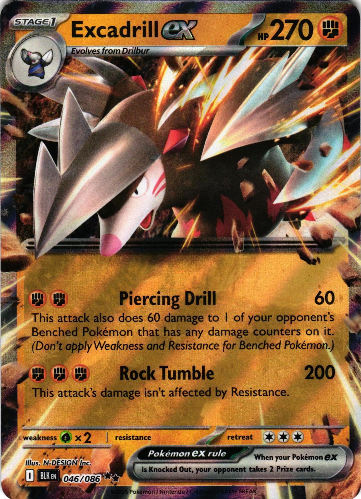 Excadrill ex 046/086 Double Rare BLK: Black Bolt - Pokemon