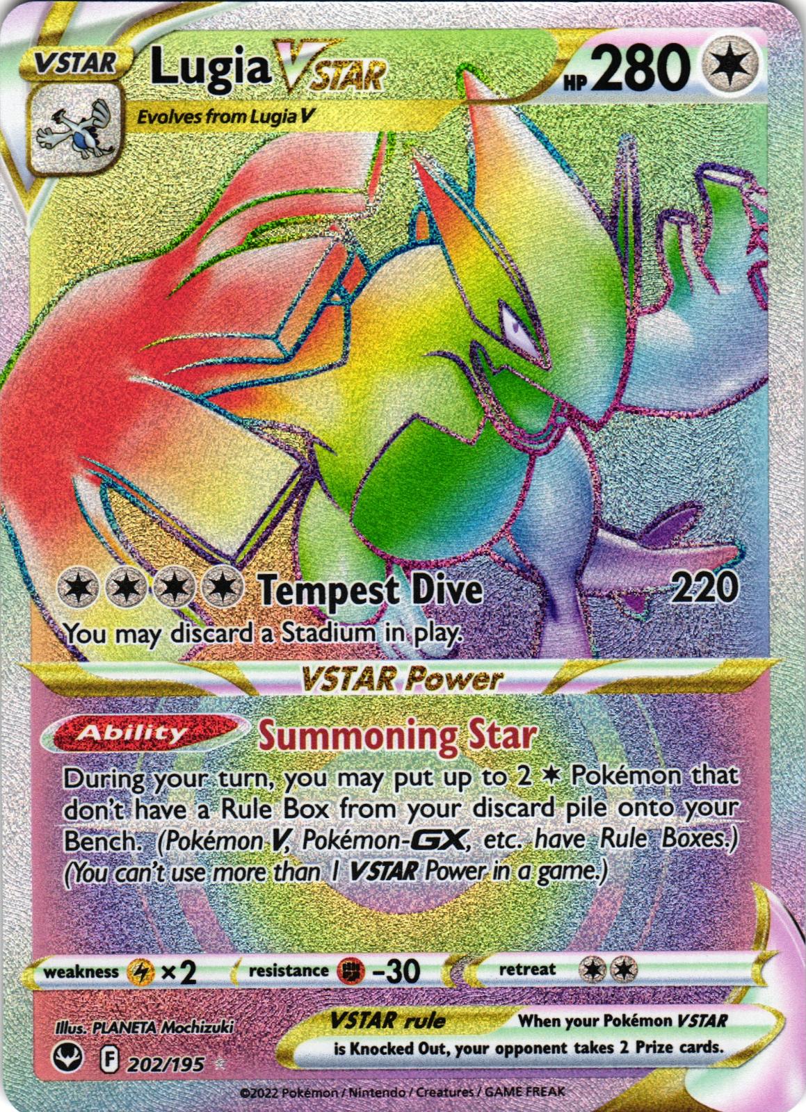 Lugia VSTAR 202/195 Rainbow Rare SIT: Silver Tempest - Pokemon (LP)