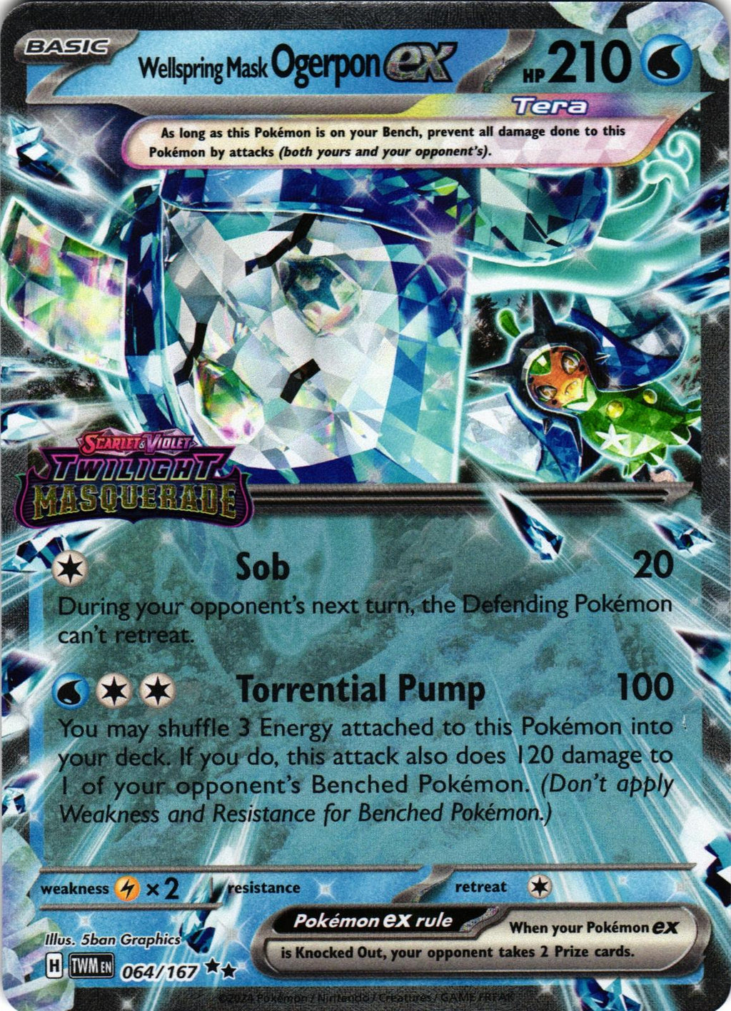 Wellspring Mask Ogerpon ex 064/167 Double Rare Twilight Masquerade - Pokemon