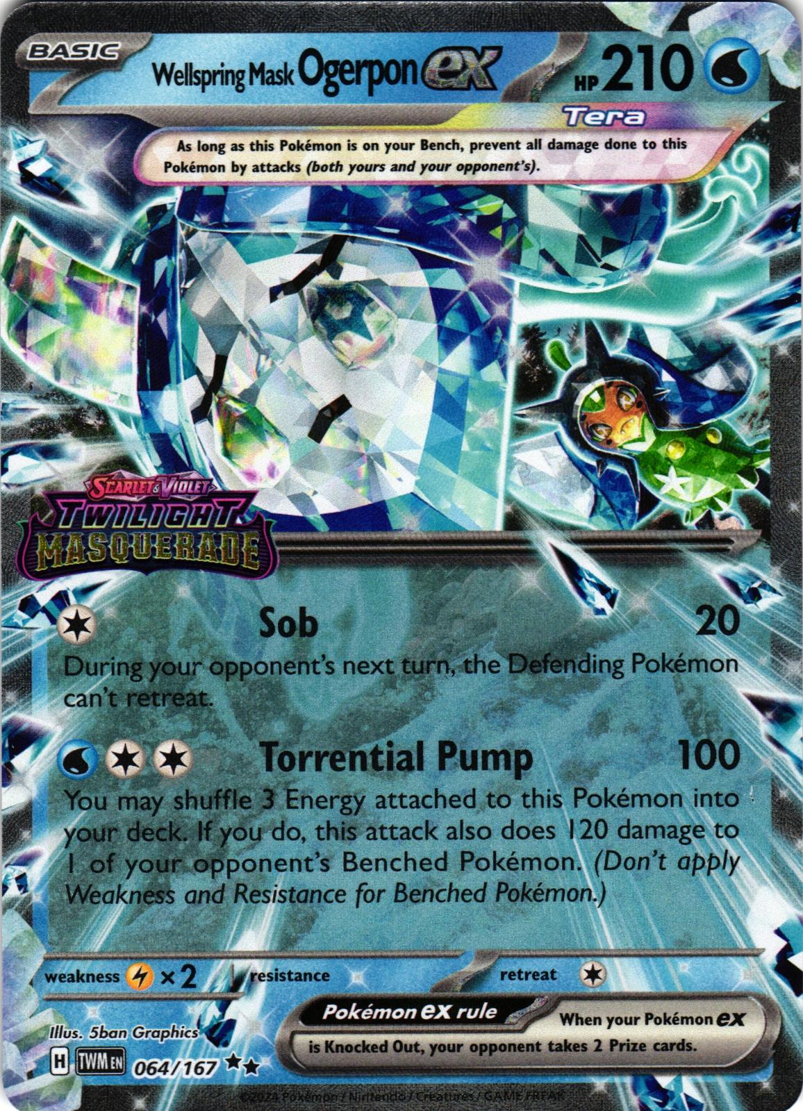 Wellspring Mask Ogerpon ex 064/167 Double Rare Twilight Masquerade - Pokemon