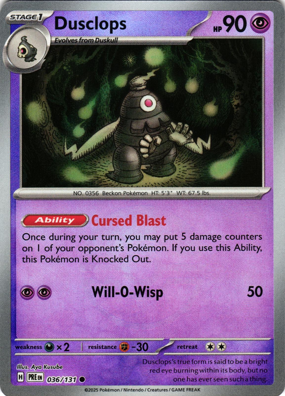 Dusclops (Poke Ball Pattern) 036/131 Common PRE: Prismatic Evolutions - Pokemon