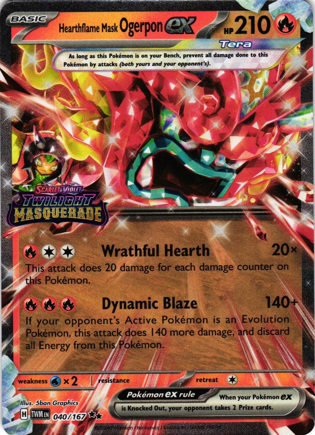 Hearthflame Mask Ogerpon ex 040/167 Double Rare Twilight Masquerade - Pokemon