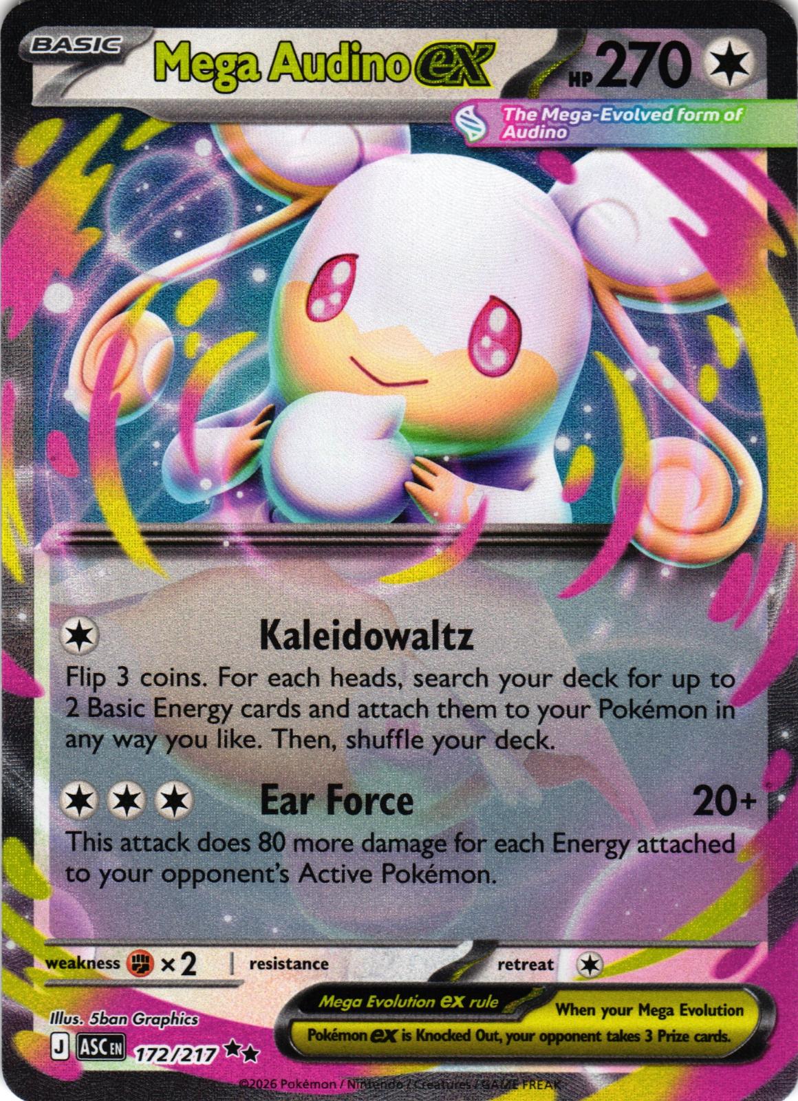 Mega Audino ex 172/217 Double Rare ASC: Ascended Heroes - Pokemon
