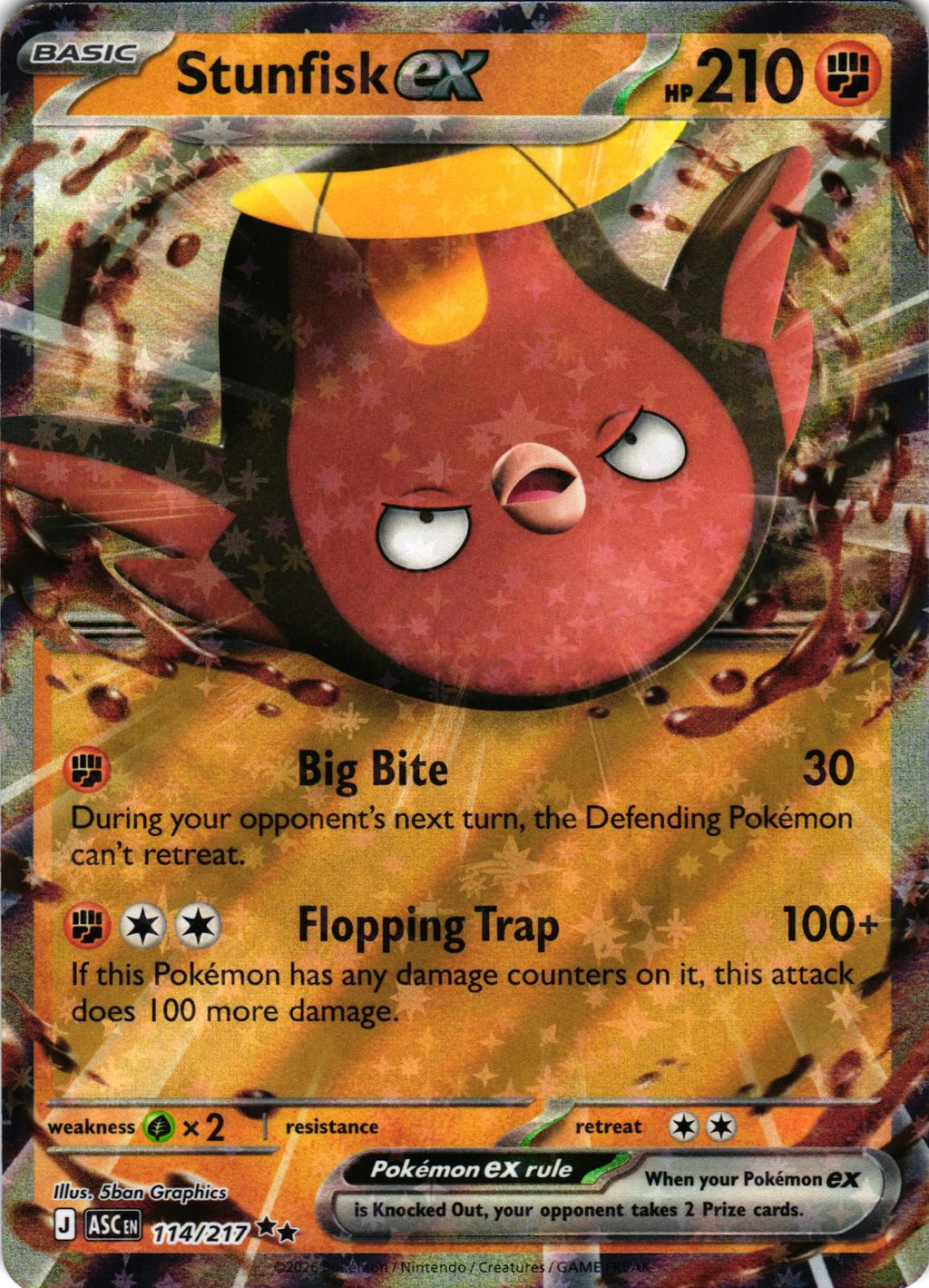 Stunfisk ex 114/217 Double Rare ASC: Ascended Heroes - Pokemon