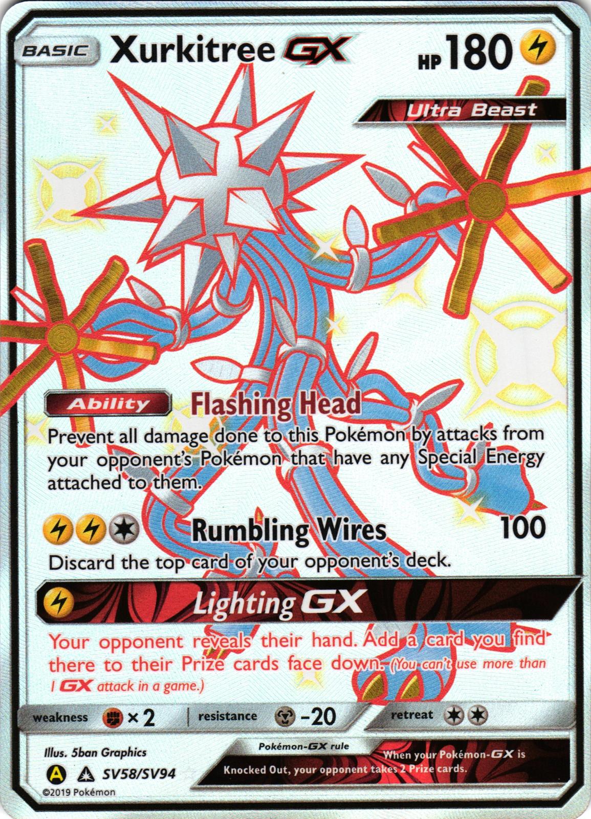 Xurkitree GX SV58/SV94 Shiny Ultra Rare HIF: Hidden Fates Shiny Vault - Pokemon