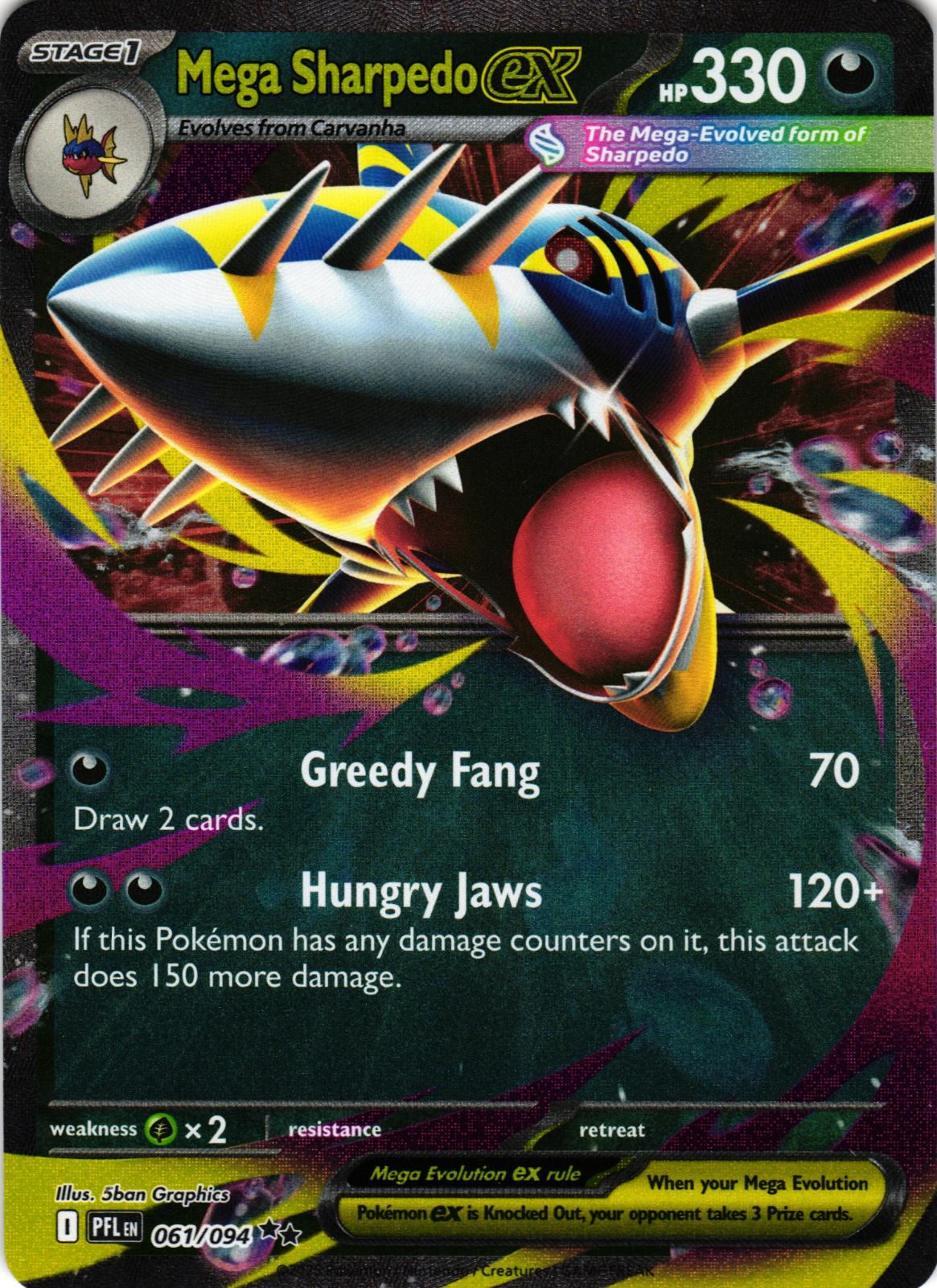 Mega Sharpedo ex 061/094 Double Rare PFL: Phantasmal Flames - Pokemon