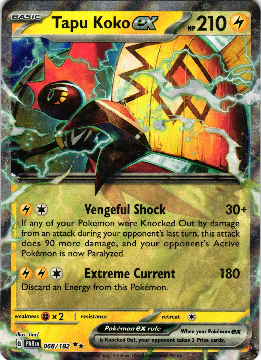Tapu Koko ex 068/182 Double Rare PAR: Paradox Rift - Pokemon