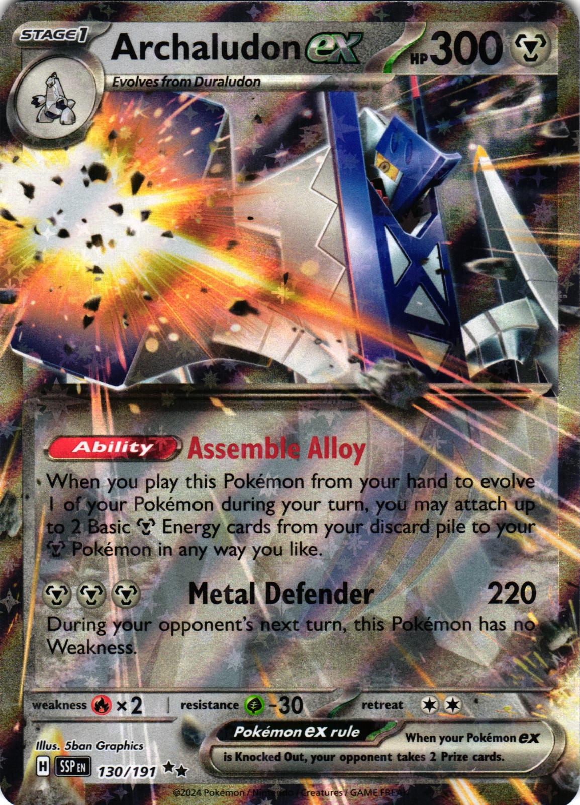 Archaludon ex 130/191 Double Rare Surging Sparks Pokemon