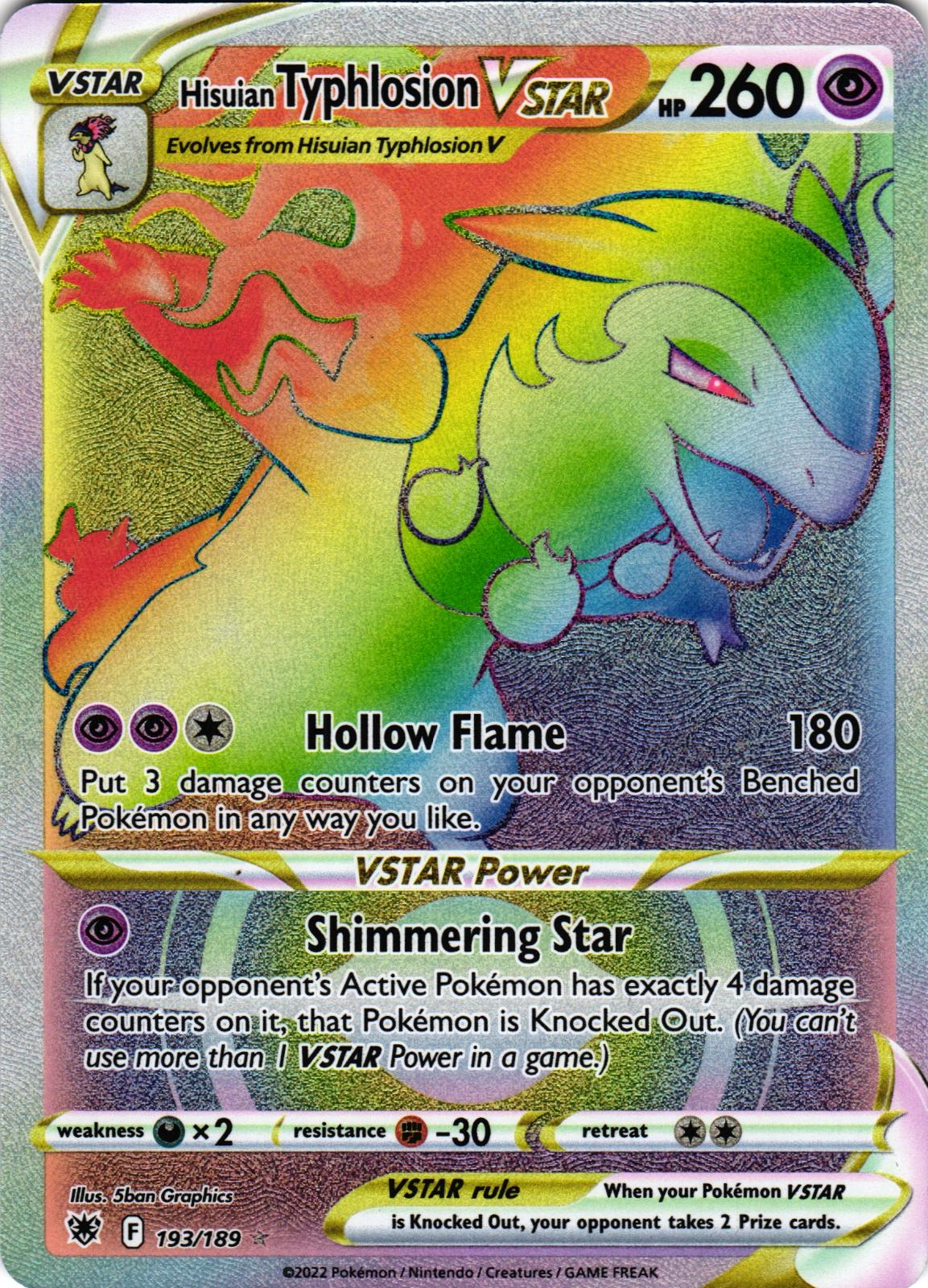 Hisuian Typhlosion VSTAR 193/189 Rainbow Rare ASR: Astral Radiance - Pokemon