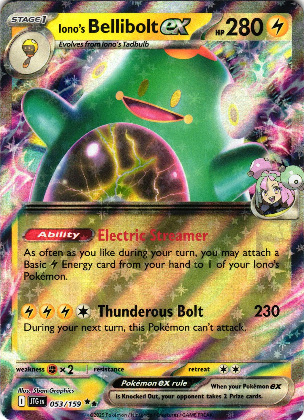 Iono's Bellibolt ex 053/159 Double Rare JTG: Journey Together - Pokemon