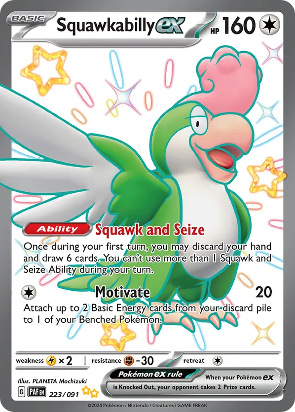 Squawkabilly ex | PAF: Paldean Fates | 223/091 | Shiny Ultra Rare | Pokemon