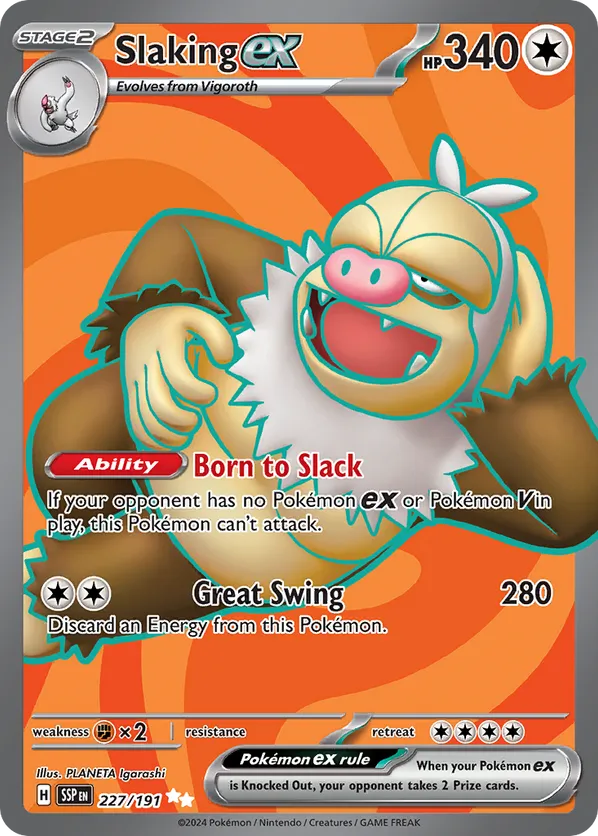 Slaking ex | SSP: Surging Sparks | 227/191 | Ultra Rare | Pokemon
